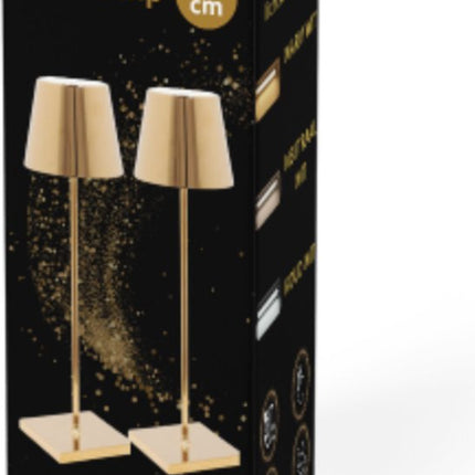 Oplaadbare Tafellamp Goud Dimbaar 36CM Aluminium Bureaulamp Tafellamp Slaapkamer IP54 2 Stuks