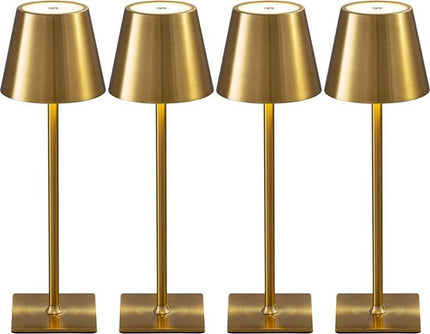 Wiederaufladbare Tischlampe Gold Dimmbar 36CM Aluminium Schreibtischlampe Tischlampe Schlafzimmer IP54 4 Stück