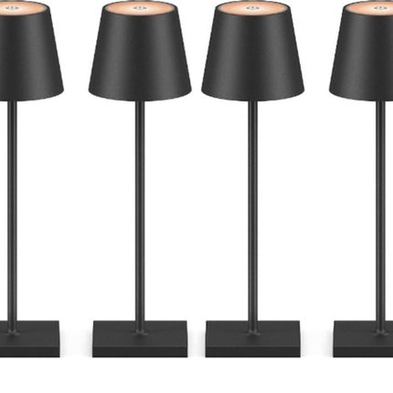 Rechargeable Table Lamp Black Dimmable 36CM Aluminum Desk Lamp Table Lamp Bedroom IP54 4 Pieces
