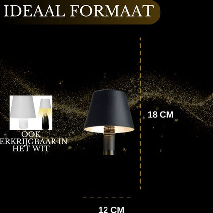 Oplaadbare Flessenlamp Tafellamp Dimbaar Aluminium Waterdicht Zwart