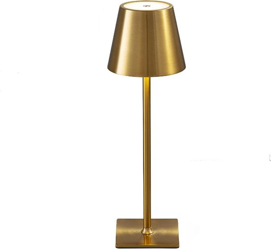 Oplaadbare Tafellamp Goud Dimbaar 36CM Aluminium Bureaulamp Tafellamp Slaapkamer IP54