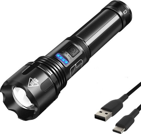 Zaklamp Oplaadbaar USB-C en USB-A 3.000 mAh Powerbank Functie