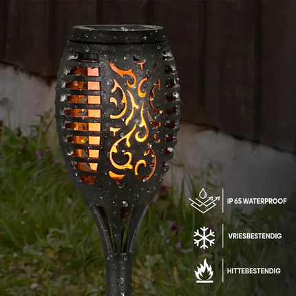 Solar Tuinverlichting Op Zonne-Energie Met Vlam Effect 12 Stuks
