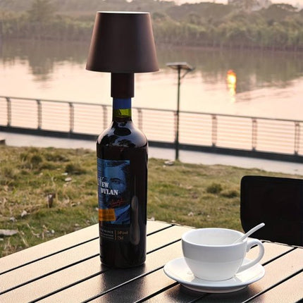 Oplaadbare Flessenlamp Tafellamp Dimbaar Aluminium Waterdicht Zwart