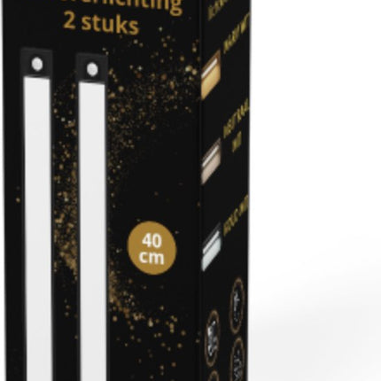 LED Verlichting met Bewegingssensor Oplaadbaar 40CM Kastverlichting Trapverlichting Keukenverlichting Zwart 2 Stuks