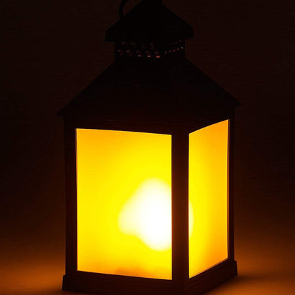Lantern with LED candle on batteries indoor and outdoor 24 cm flame effect