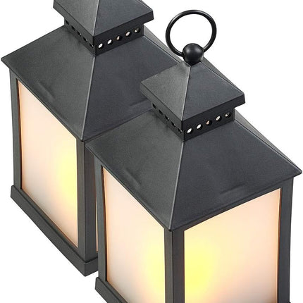 Lantern with LED candle on batteries indoor and outdoor 24 cm flame effect