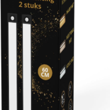 LED Verlichting met Bewegingssensor Oplaadbaar 60CM Kastverlichting Trapverlichting Keukenverlichting Zwart 2 Stuks