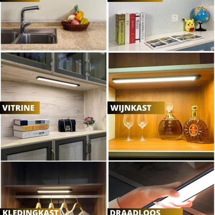 LED Verlichting met Bewegingssensor Oplaadbaar 40CM Kastverlichting Trapverlichting Keukenverlichting Zwart 2 Stuks