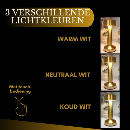 Oplaadbare Tafellamp Goud Dimbaar 21CM Aluminium Bureaulamp Tafellamp Slaapkamer 2 Stuks