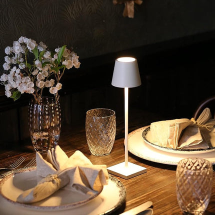 Oplaadbare Tafellamp Wit Dimbaar 36CM Aluminium Bureaulamp Tafellamp Slaapkamer IP54 4 Stuks