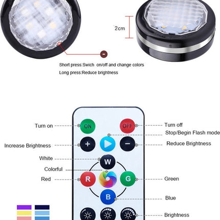 Druklamp met Afstandsbediening Oplaadbaar Kastverlichting Trapverlichting Keukenverlichting RGB Zwart 6 Stuks