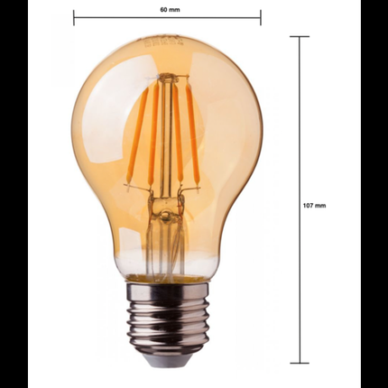 E27 LED-Glühbirne, 4 W, Bernstein, A60, 2200 K, warmweißes Licht