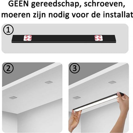 LED Verlichting met Bewegingssensor Oplaadbaar 60CM Kastverlichting Trapverlichting Keukenverlichting Zwart 4 Stuks