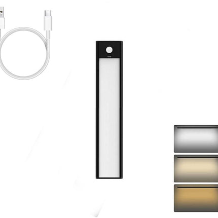 LED Verlichting met Bewegingssensor Oplaadbaar 20CM Kastverlichting Trapverlichting Keukenverlichting Zwart