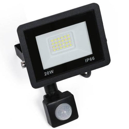 Bouwlamp met Sensor 20W IP65 Breedstraler Buitenlamp - 6000K