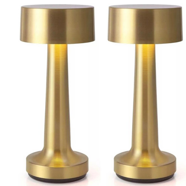 Oplaadbare Tafellamp Goud Dimbaar 21CM Aluminium Bureaulamp Tafellamp Slaapkamer 2 Stuks